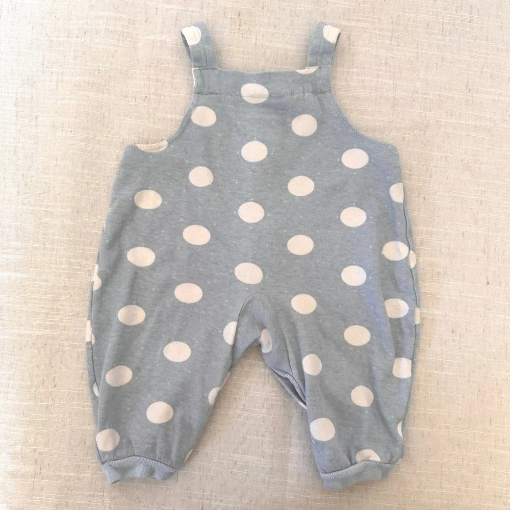 Vintage Carters Classic Collection Baby Romper Polka Dot Blue Cotton USA‎ NB-3M